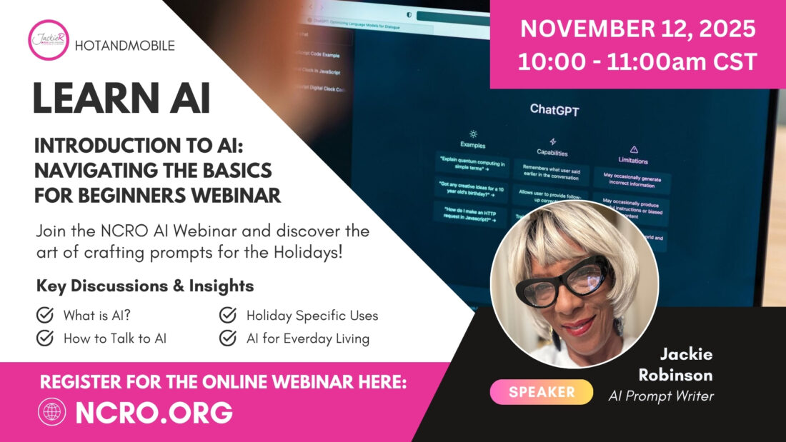 AI for NCRO Webinar for Beginners. with Jackie Robinson